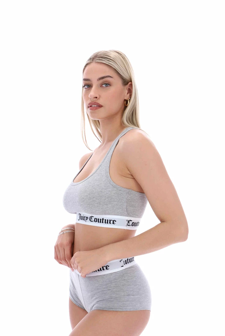 JUICY COUTURE SILVER MARL COTTON LOUNGE RACER BRA NEW IN