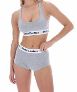 JUICY COUTURE SILVER MARL COTTON LOUNGE RACER BRA NEW IN