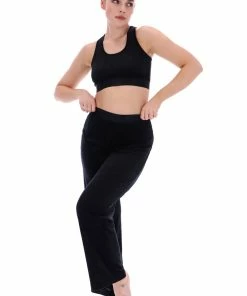 JUICY COUTURE BLACK RIBBED VELOUR WIDE LEG BOTTOMS