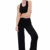 JUICY COUTURE BLACK RIBBED VELOUR WIDE LEG BOTTOMS