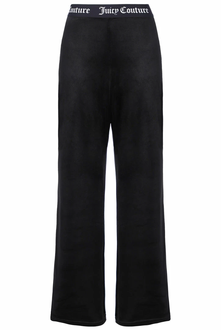 JUICY COUTURE BLACK VELVET LOUNGE WIDE LEG BOTTOMS