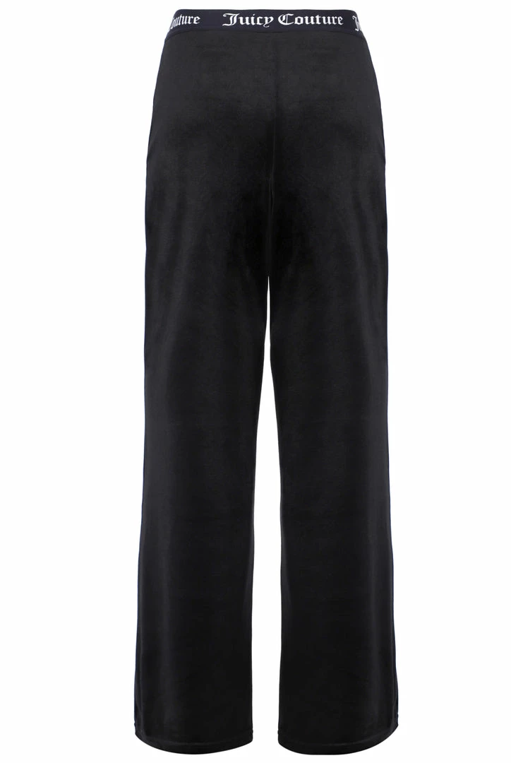 JUICY COUTURE BLACK VELVET LOUNGE WIDE LEG BOTTOMS