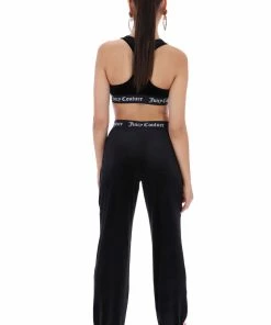 JUICY COUTURE BLACK VELVET LOUNGE WIDE LEG BOTTOMS