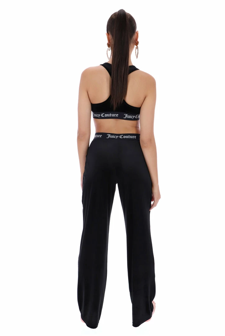 JUICY COUTURE BLACK VELVET LOUNGE WIDE LEG BOTTOMS