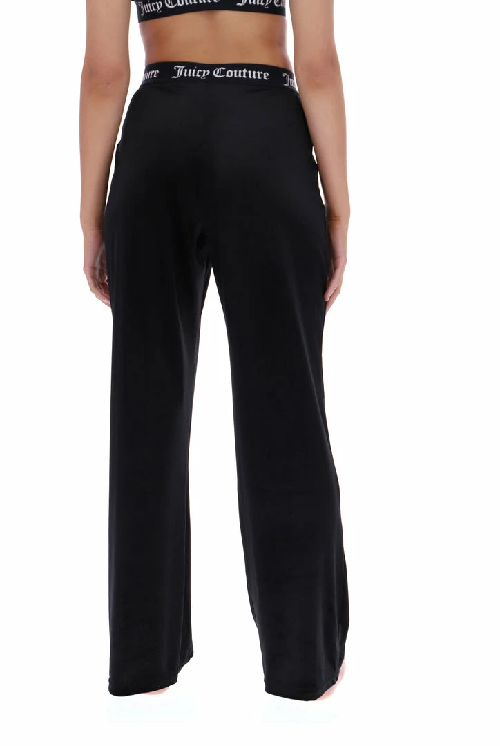 JUICY COUTURE BLACK VELVET LOUNGE WIDE LEG BOTTOMS