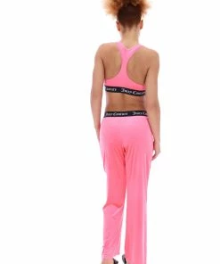 JUICY COUTURE SPRING SUMMER'22 COLLECTION FLURO PINK VELVET LOUNGE RACER BRA