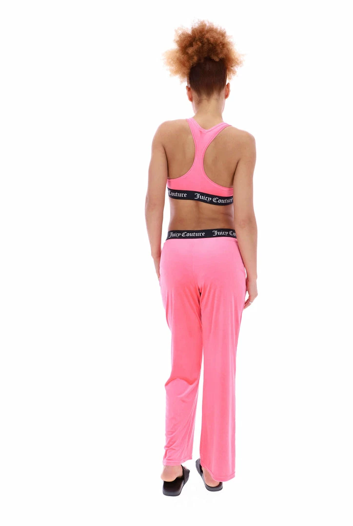 JUICY COUTURE SPRING SUMMER '22 COLLECTION FLURO PINK VELVET LOUNGE RACER BRA