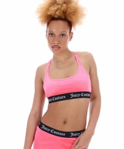 JUICY COUTURE SPRING SUMMER'22 COLLECTION FLURO PINK VELVET LOUNGE RACER BRA