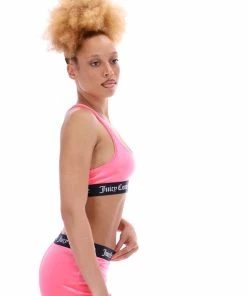 JUICY COUTURE SPRING SUMMER'22 COLLECTION FLURO PINK VELVET LOUNGE RACER BRA