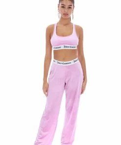 JUICY COUTURE ORCHID PINK VELVET LOUNGE WIDE LEG BOTTOMS