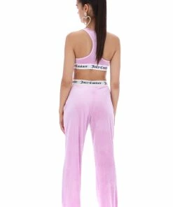 JUICY COUTURE ORCHID PINK VELVET LOUNGE WIDE LEG BOTTOMS