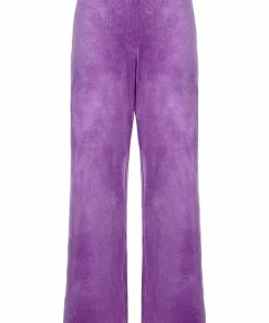 JUICY COUTURE PURPLE VELVET LOUNGE WIDE LEG BOTTOMS