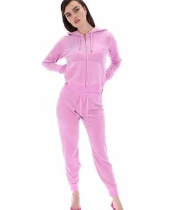 JUICY COUTURE ORCHID PINK CLASSIC VELOUR CUFFED JOGGER
