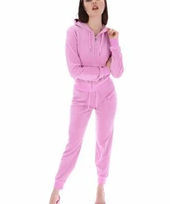 JUICY COUTURE ORCHID PINK CLASSIC VELOUR CUFFED JOGGER