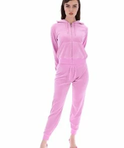 JUICY COUTURE ORCHID PINK CLASSIC VELOUR CUFFED JOGGER