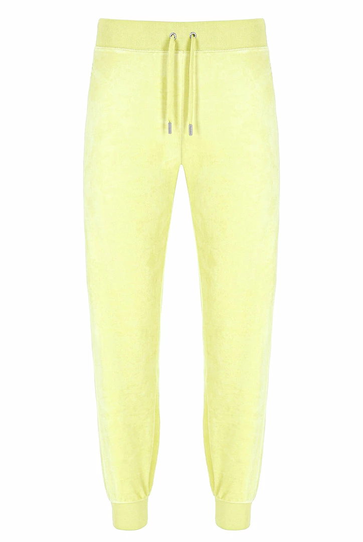 JUICY COUTURE SPRING SUMMER '22 COLLECTION YELLOW PEAR CLASSIC VELOUR CUFFED JOGGER