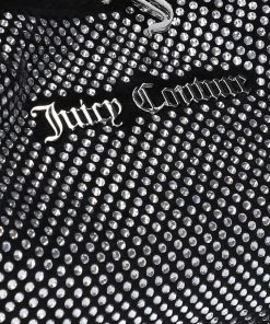 JUICY COUTURE ACCESSORIES BLACK ALL OVER DIAMANTE VELOUR DIAMANTE SHOULDER BAG