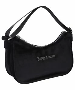JUICY COUTURE BLACK VELOUR SHOULDER BAG SPRING SUMMER '22 COLLECTION
