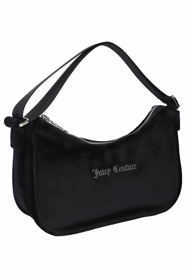 JUICY COUTURE BLACK VELOUR SHOULDER BAG SPRING SUMMER '22 COLLECTION