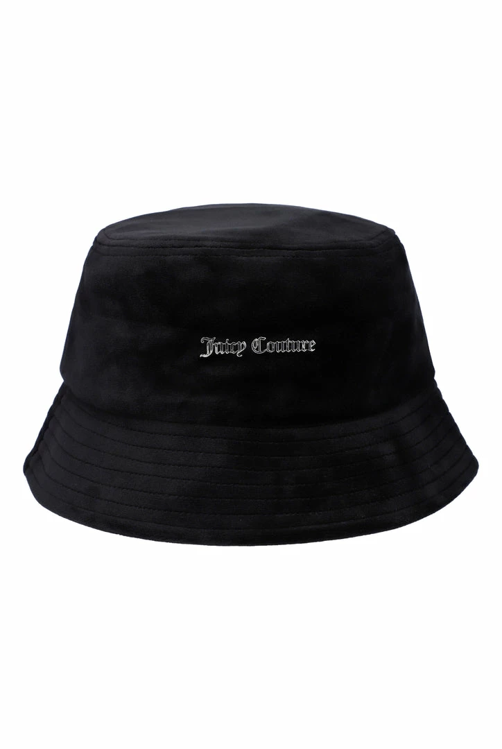 JUICY COUTURE SPRING SUMMER '22 COLLECTION BLACK VELOUR BUCKET HAT