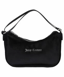 JUICY COUTURE BLACK VELOUR SHOULDER BAG SPRING SUMMER '22 COLLECTION