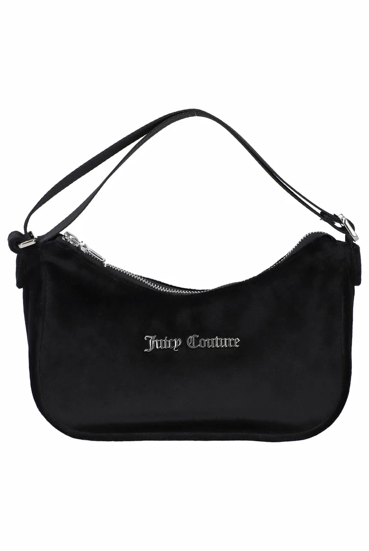 JUICY COUTURE BLACK VELOUR SHOULDER BAG SPRING SUMMER '22 COLLECTION