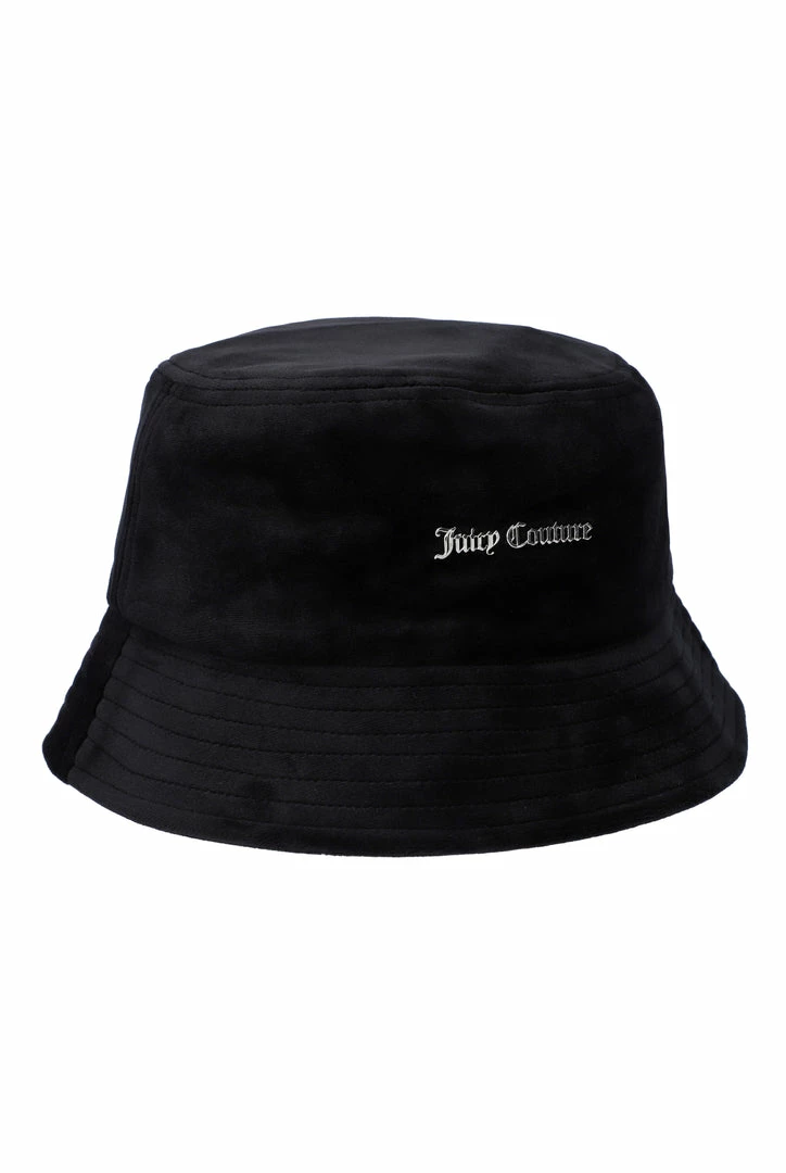 JUICY COUTURE SPRING SUMMER '22 COLLECTION BLACK VELOUR BUCKET HAT