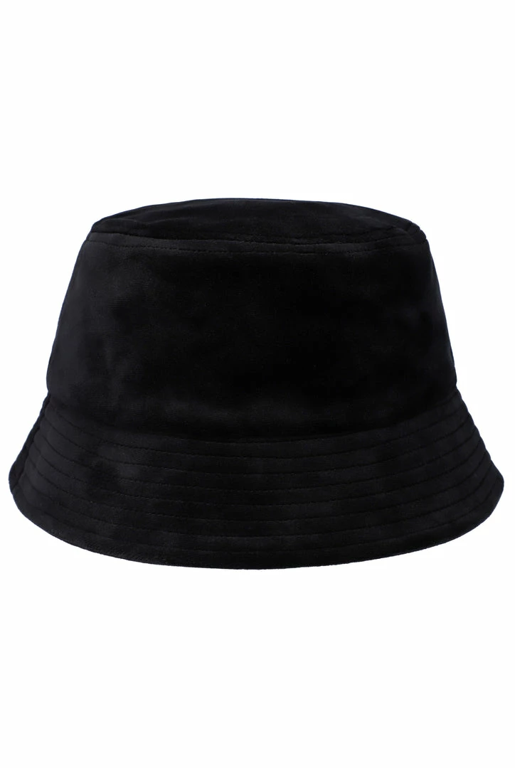 JUICY COUTURE SPRING SUMMER '22 COLLECTION BLACK VELOUR BUCKET HAT