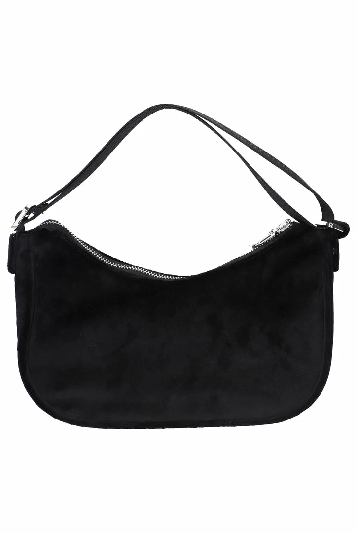 JUICY COUTURE BLACK VELOUR SHOULDER BAG SPRING SUMMER '22 COLLECTION
