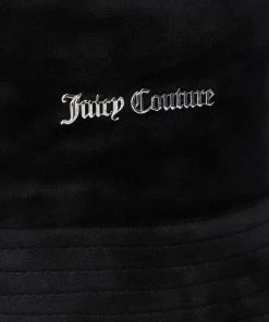JUICY COUTURE SPRING SUMMER'22 COLLECTION BLACK VELOUR BUCKET HAT