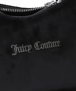 JUICY COUTURE BLACK VELOUR SHOULDER BAG SPRING SUMMER'22 COLLECTION