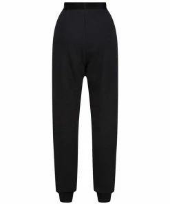 JUICY COUTURE BLACK FLOCKED BOYFRIEND CUFFED JOGGER TRACKSUITS
