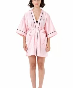 JUICY COUTURE ALMOND BLOSSOM SATIN EMBROIDERED KIMONO