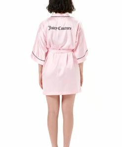JUICY COUTURE ALMOND BLOSSOM SATIN EMBROIDERED KIMONO