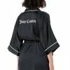 JUICY COUTURE BLACK SATIN EMBROIDERED KIMONO
