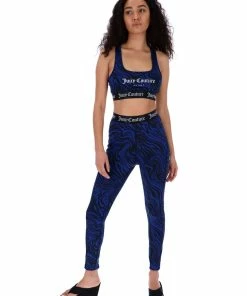 JUICY COUTURE WAVE PRINTED GRAPHIC RACER SPORT BRA
