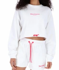 JUICY COUTURE WHITE MID-RISE TRACK SHORT TRACKSUITS
