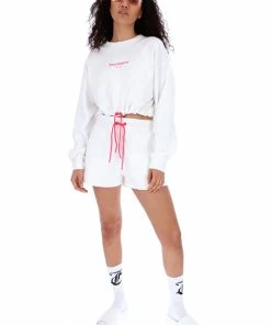 JUICY COUTURE WHITE MID-RISE TRACK SHORT TRACKSUITS
