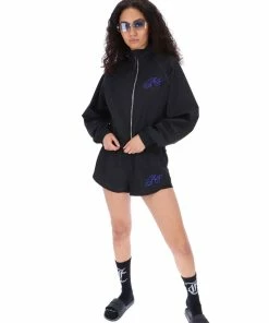 JUICY COUTURE TRACKSUITS BLACK DIAMANTE LIGHTWEIGHT TRACK SHORTS