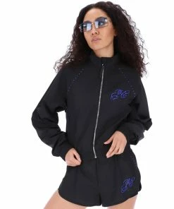 JUICY COUTURE TRACKSUITS BLACK DIAMANTE LIGHTWEIGHT TRACK JACKET