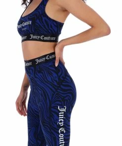 JUICY COUTURE WAVE PRINTED GRAPHIC RACER SPORT BRA