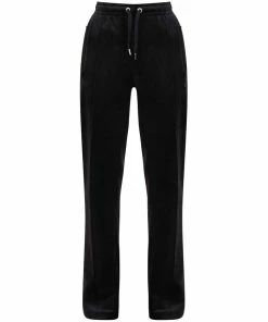 JUICY COUTURE TRACKSUITS BLACK VELOUR DIAMANTE TRACKSUIT BOTTOM