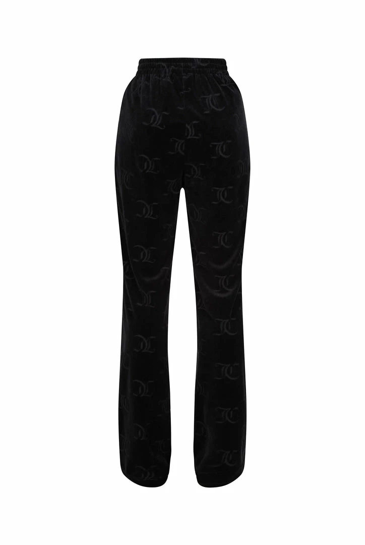 JUICY COUTURE TRACKSUITS BLACK MONOGRAM VELOUR TRACKSUIT BOTTOMS