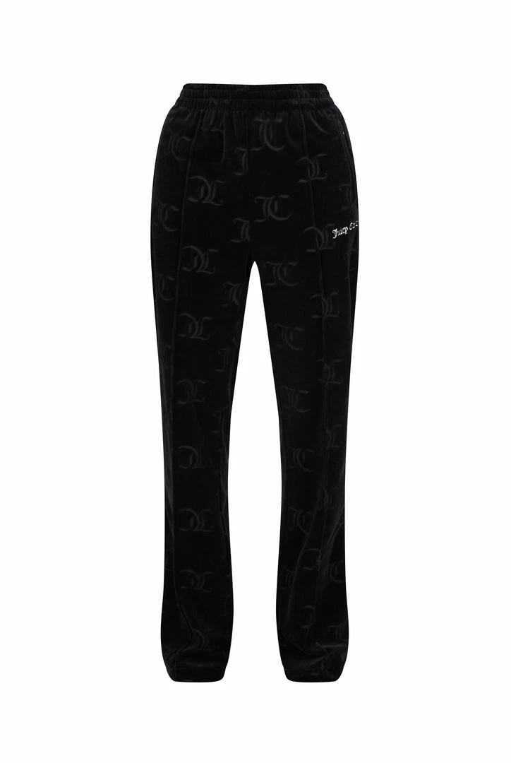JUICY COUTURE TRACKSUITS BLACK MONOGRAM VELOUR TRACKSUIT BOTTOMS