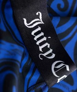 JUICY COUTURE WAVE PRINTED GRAPHIC RACER SPORT BRA