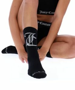 JUICY COUTURE BLACK CALF LENGTH SOCKS