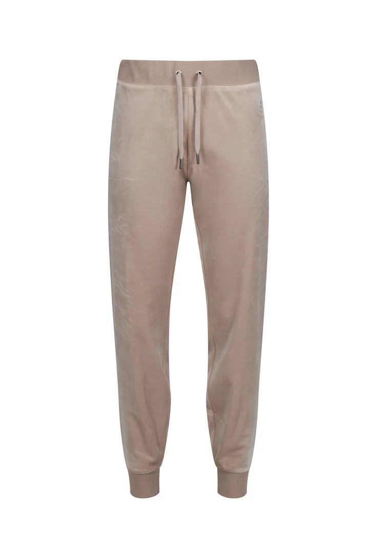 JUICY COUTURE WARM TAUPE CLASSIC VELOUR CUFFED JOGGER TRACKSUITS